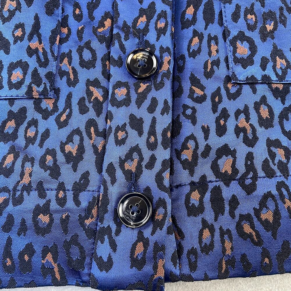 Banana Republic Blue & Black Leopard Print Skirt 4 Button Down Front Pockets - Picture 3 of 9